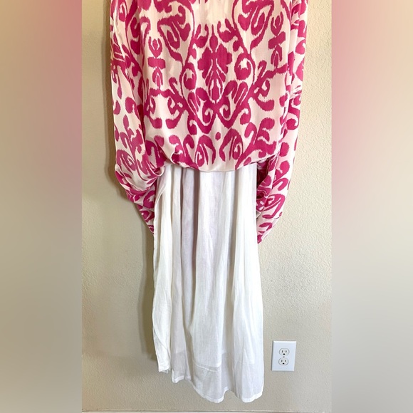 Sheridan French Melissa Dress Fluoro Pink Ikat Silk Maxi Size 4 Resort Chic - Picture 4 of 7